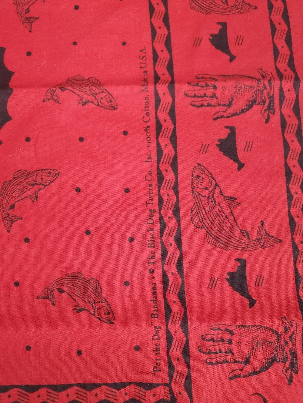 Bandana Black Dog Brand Made In The USA Rockabilly Pin Up Style Black And Red